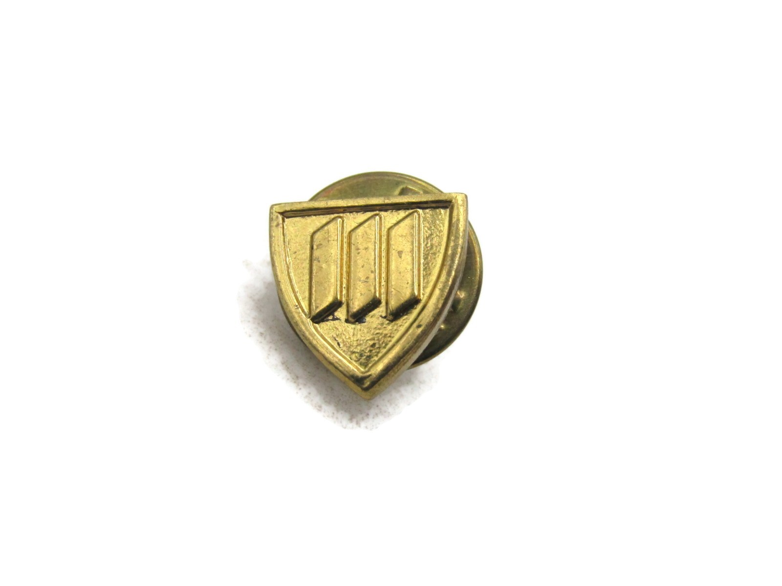 Vintage Manpower Logo Pin Gold Tone Shield 3 Bars Employee Service Award Lapel