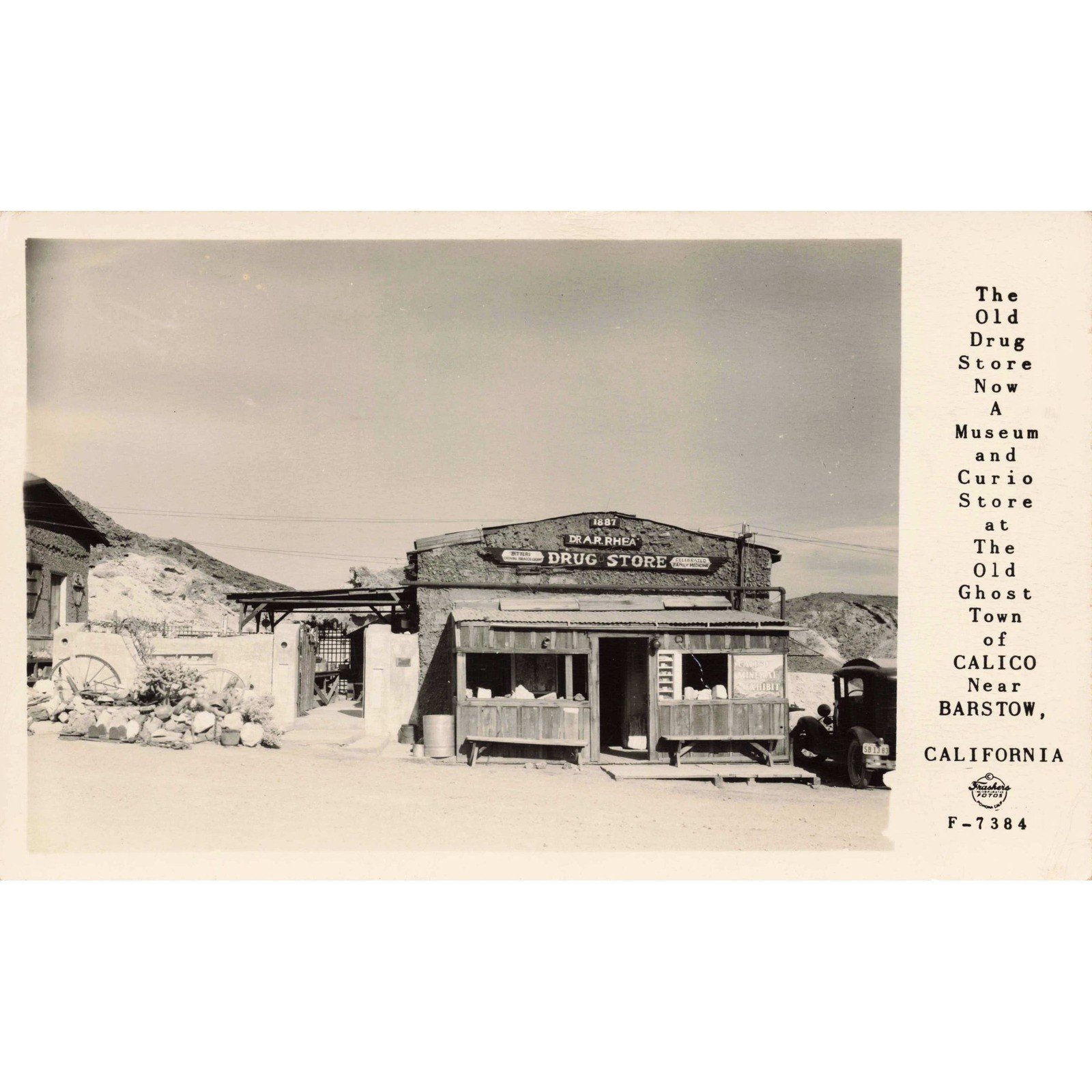 Calico Ghost Town CA RPPC Dr Rhea Drug Store Frashers Foto F-7384 Barstow