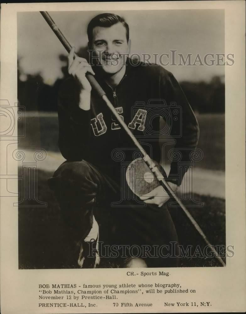 1952 Press Photo Pole vaulter and discus thrower Bob Mathias - lrx91322