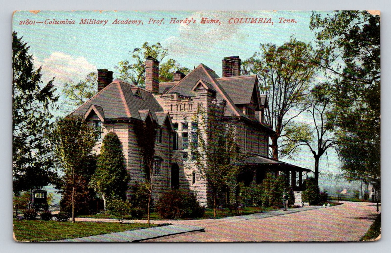 Columbia Tennessee Columbia Military Academy Prof Hardy Home 1909 Postcard P963