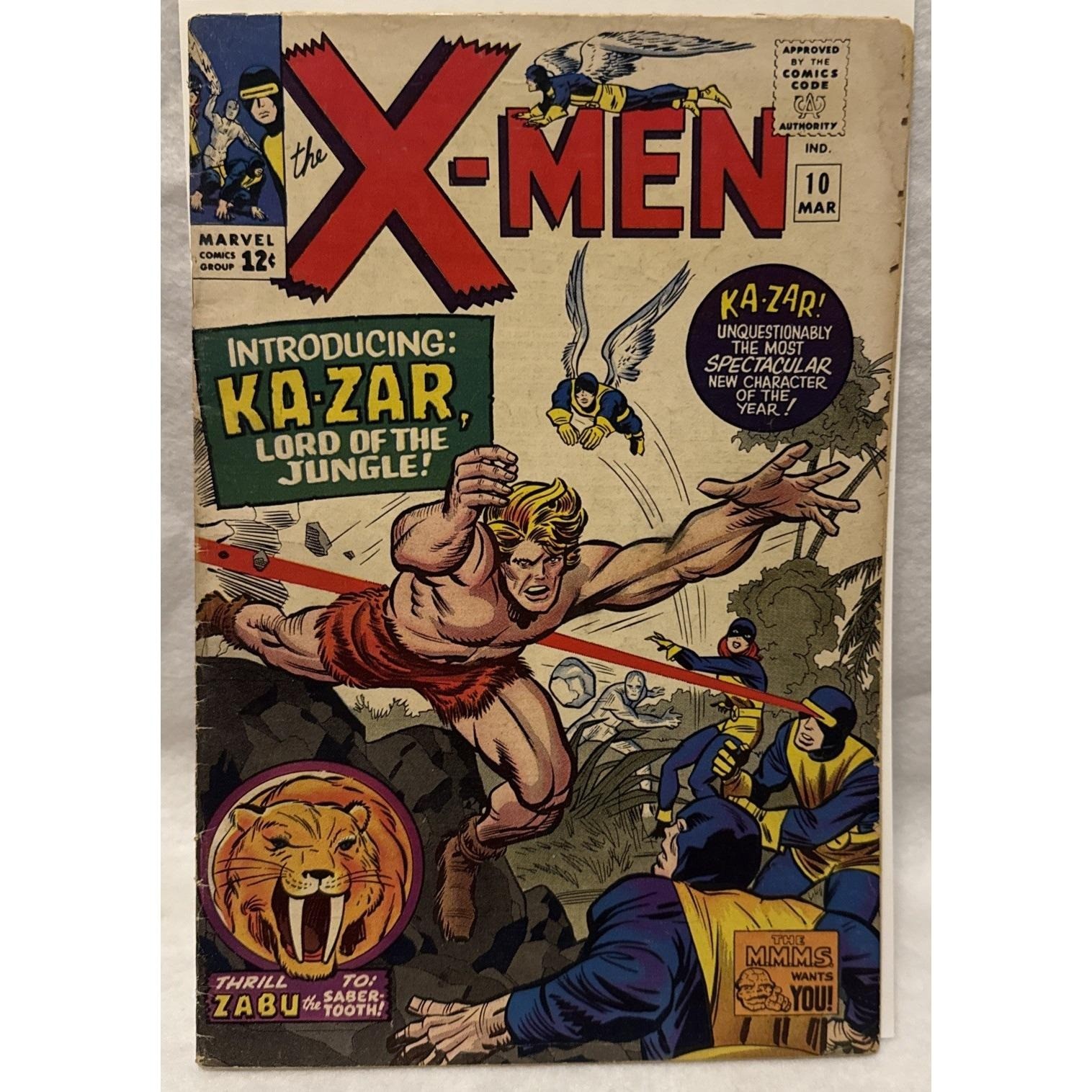 Marvel The X-Men #10 Mar 1965 1st Appearance Ka-Zar & Zabu Silver Age Comic