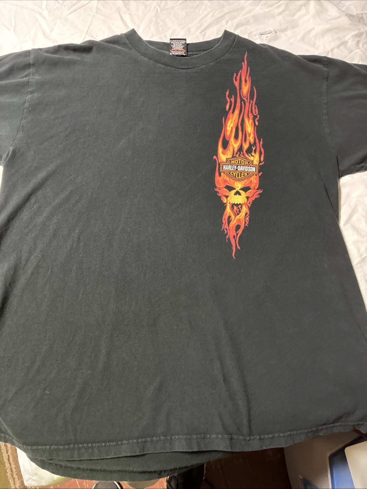 Vintage Harley-Davidson St. Joseph, MO T-Shirt XL Black Skull Flames De-lux EUC