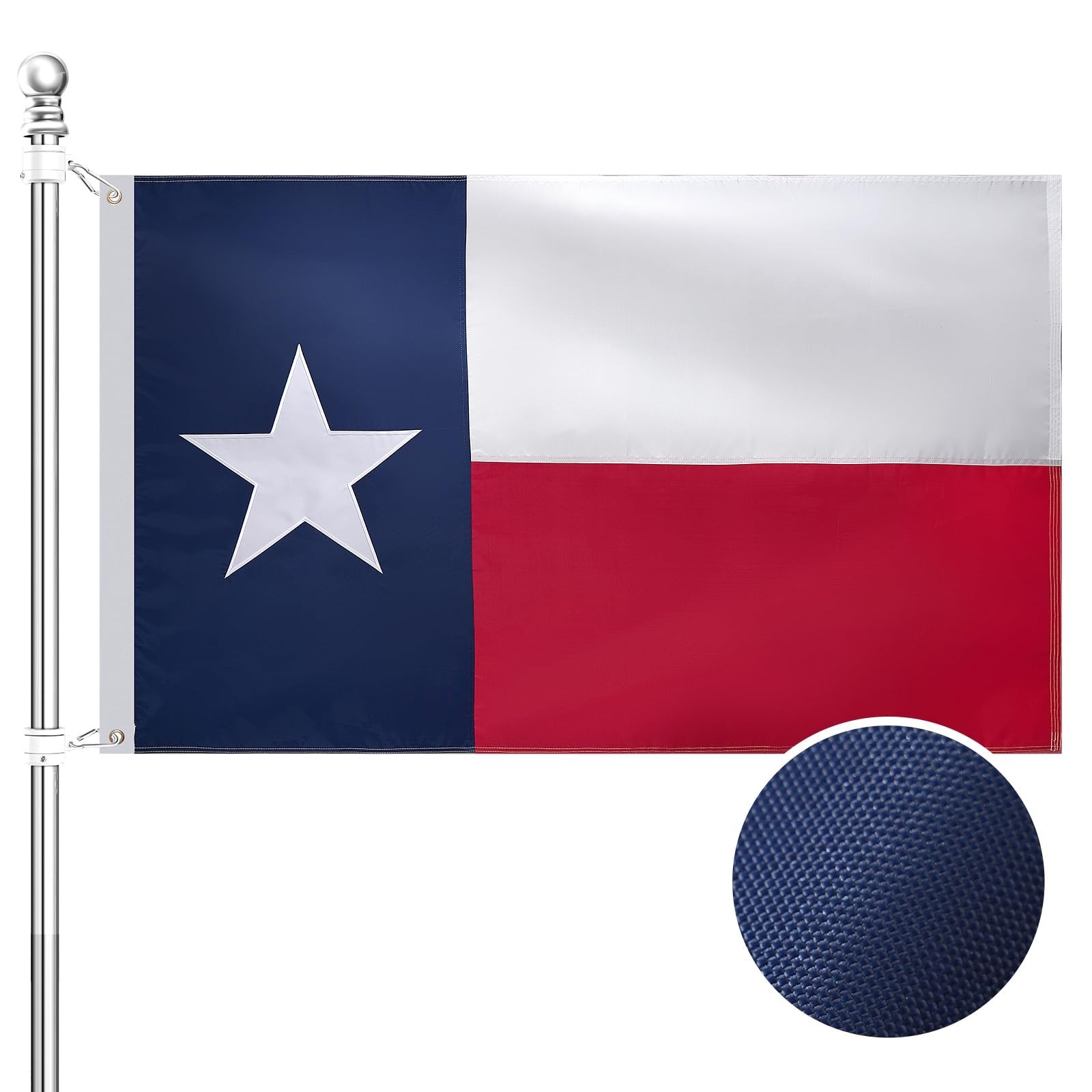 Texas flag for outside 4x6 Ft, Embroidered, Brass Grommets 4x6Ft Texas flag for outside 4x6 Ft, Embroidered, Brass Grommets 4x6Ft