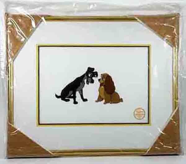 Disney Framed Lady and the Tramp Sericel, Limited Edition w/Certificate
