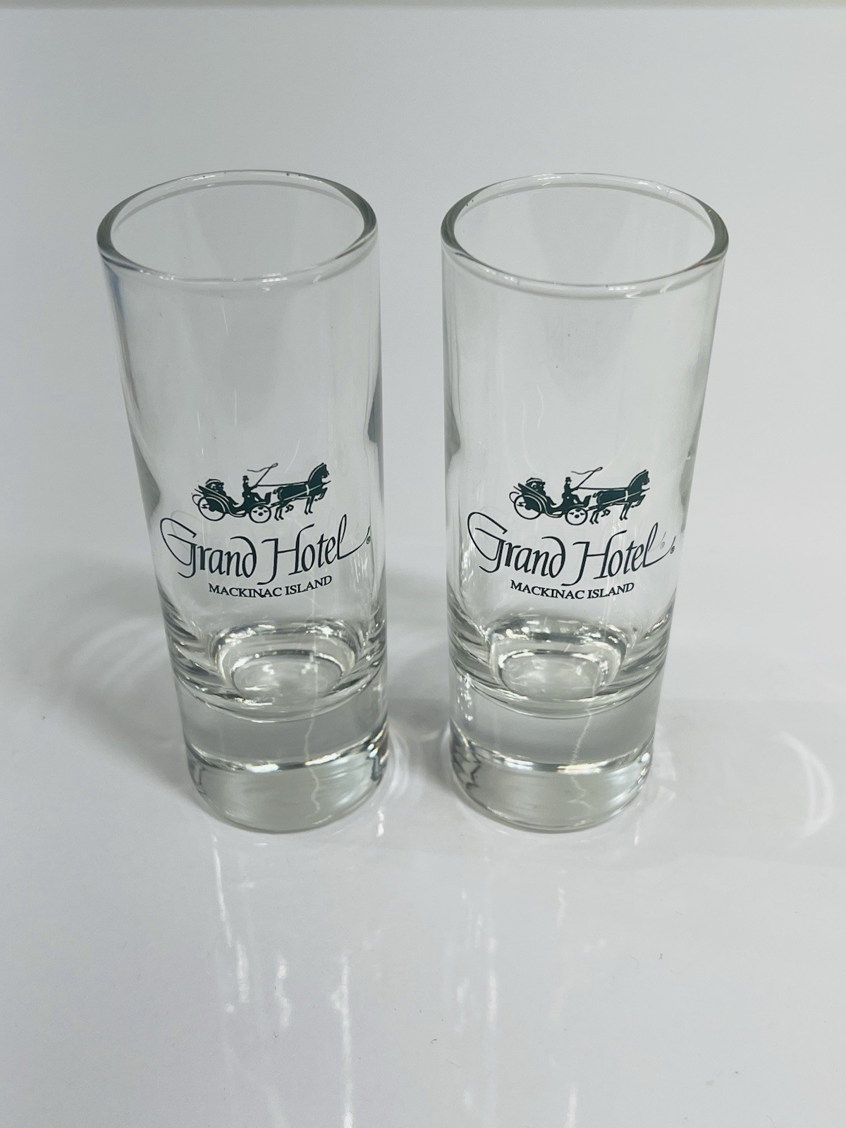 Rare 2 Grand Hotel Mackinac Island Double Shot Glasses Libbey Brand New 2.5 Oz