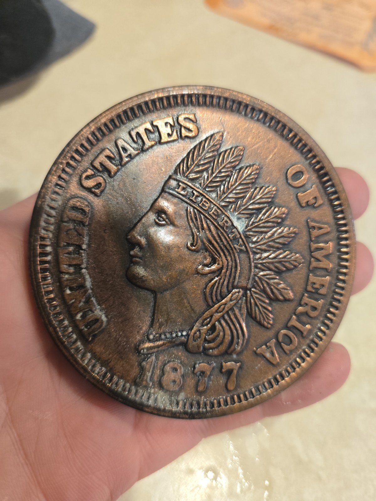 Indian Head Penny 1877 Paperweight Coaster - 3\