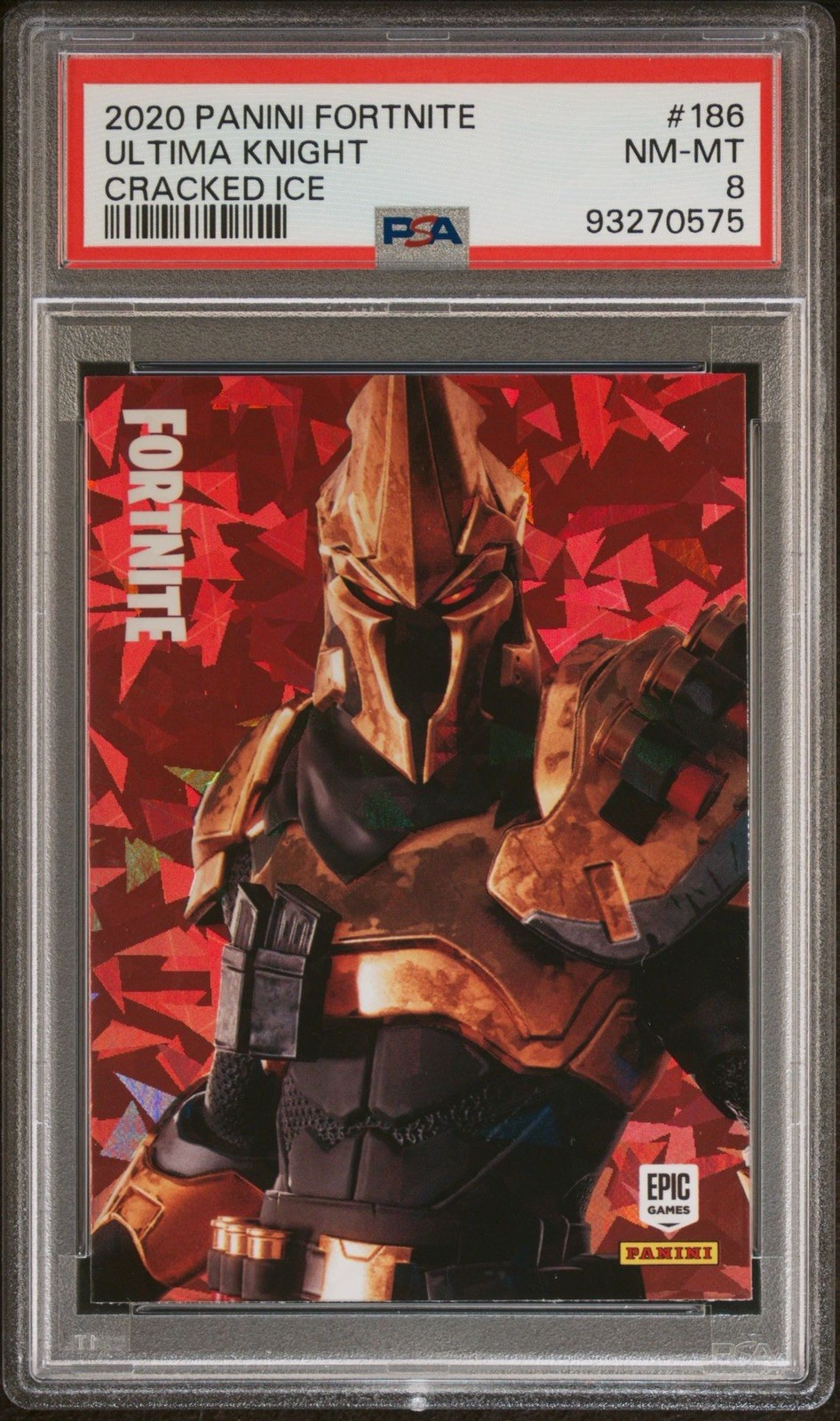 2020 Panini Fortnite Ultima Knight Cracked Ice #186 PSA 8 Series 2 USA Rare