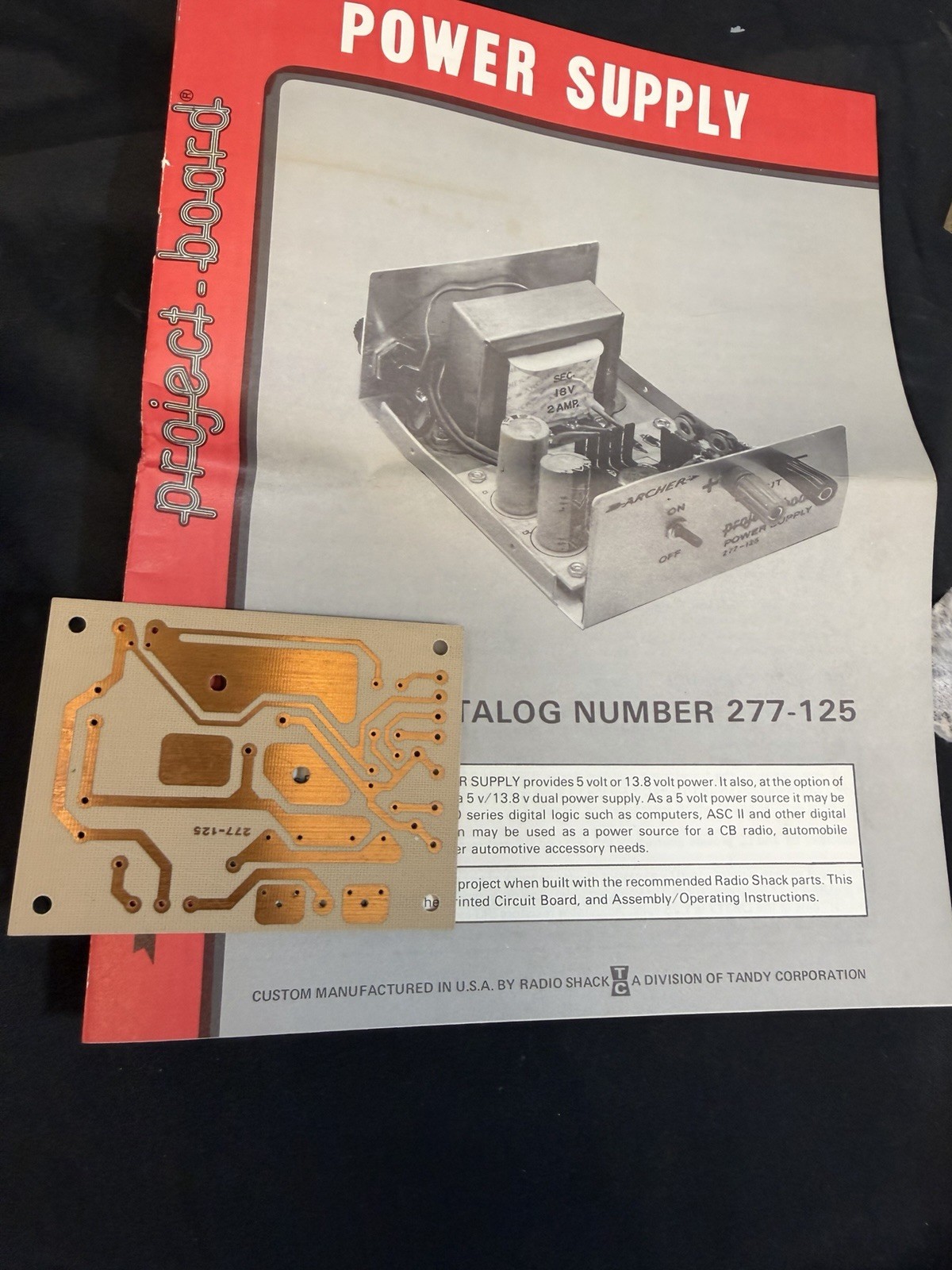 1960-70s Radio Shack Archer Power Supply Project Board Manual 277-125