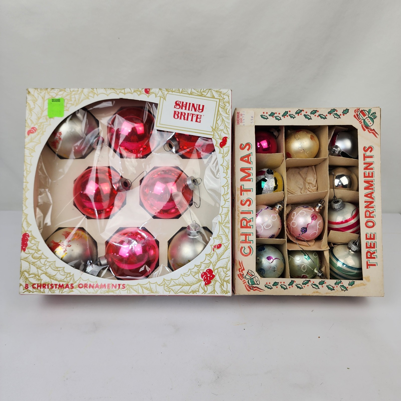 17 Vintage Shiny Brite Christmas Tree Ornaments Mercury Glass Large & Small USA