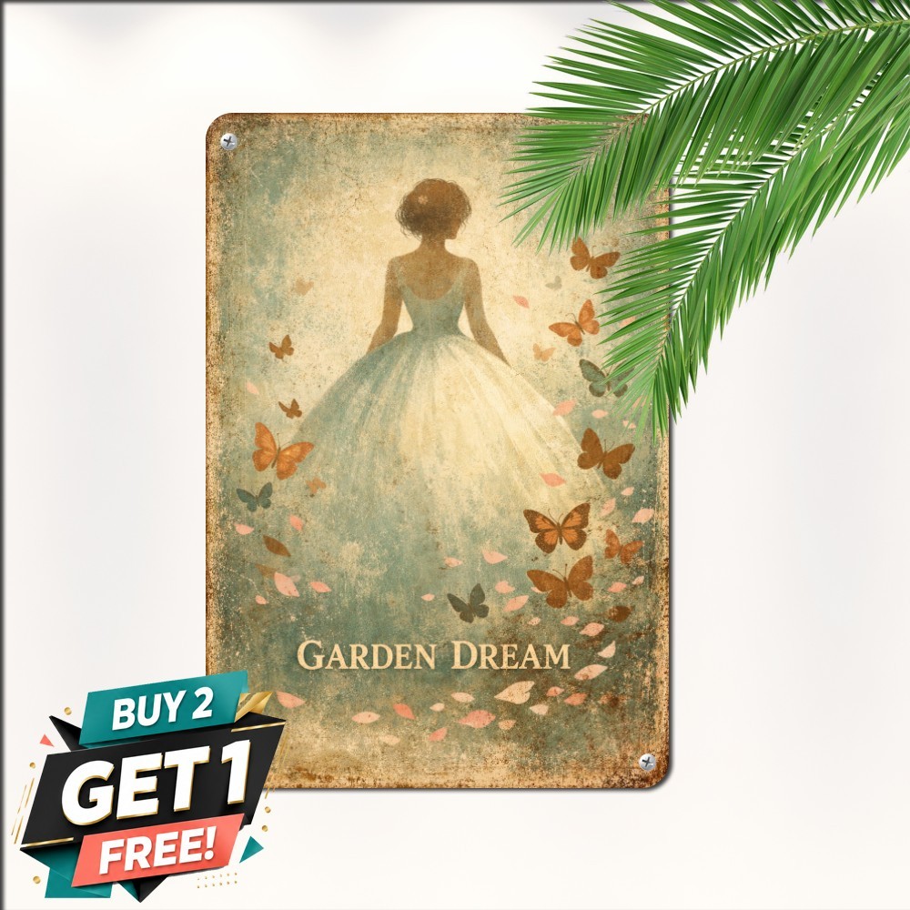 Classic Home Decor Butterfly Maiden Sign Vintage Art Lounge Metal Tin Plaque