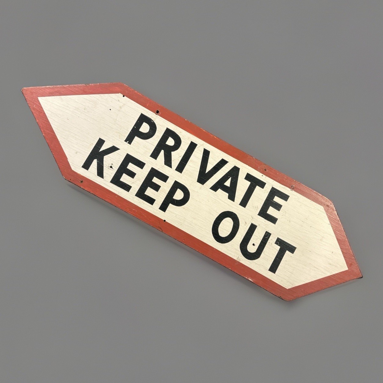 Vintage Folk Art Painted Wooden Sign Private Keep Out