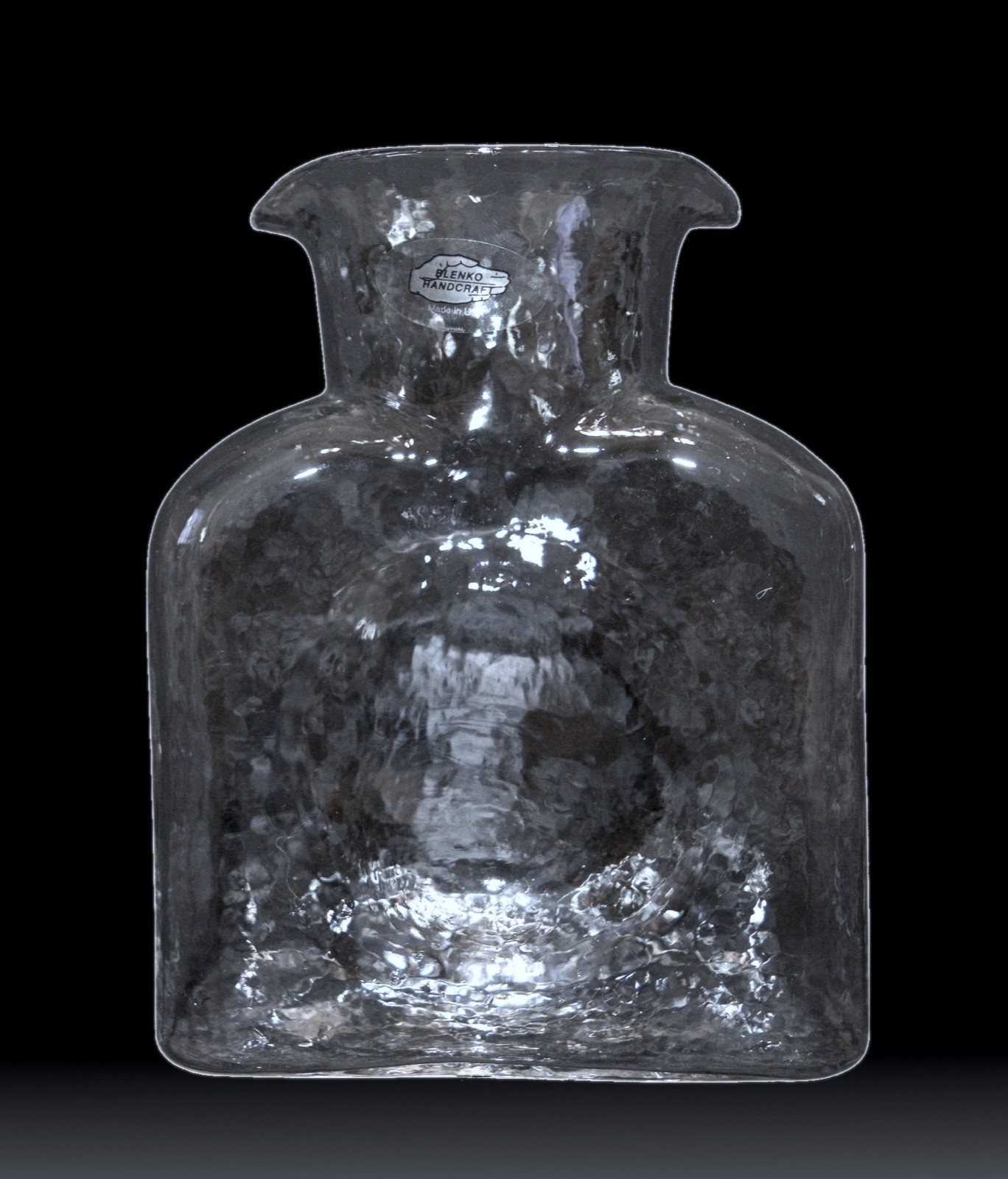 Vintage Blenko Art Glass Clear Carafe Bottle Decanter Pitcher Vase