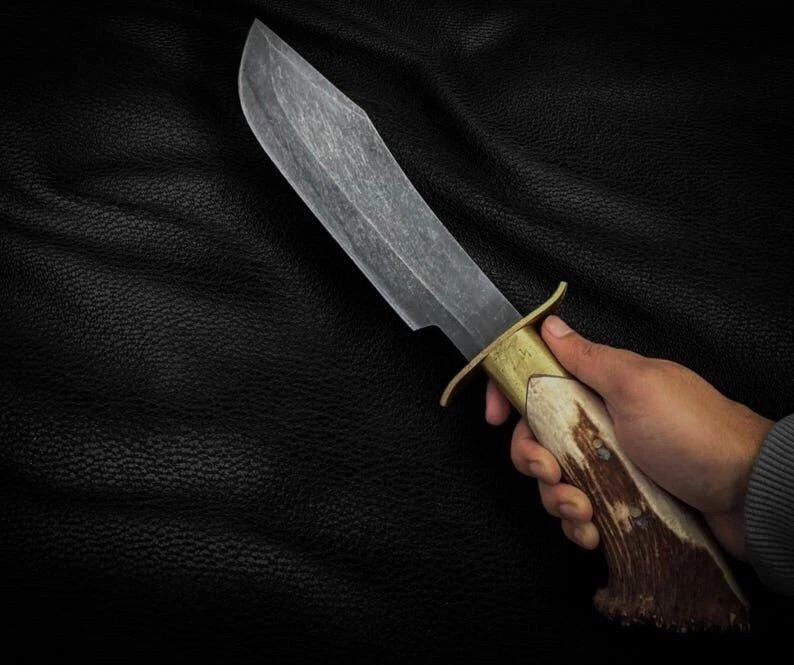 Aldo Raine Hunting Knife Replica Stag Horn Handle Handmade Bowie Style Knife