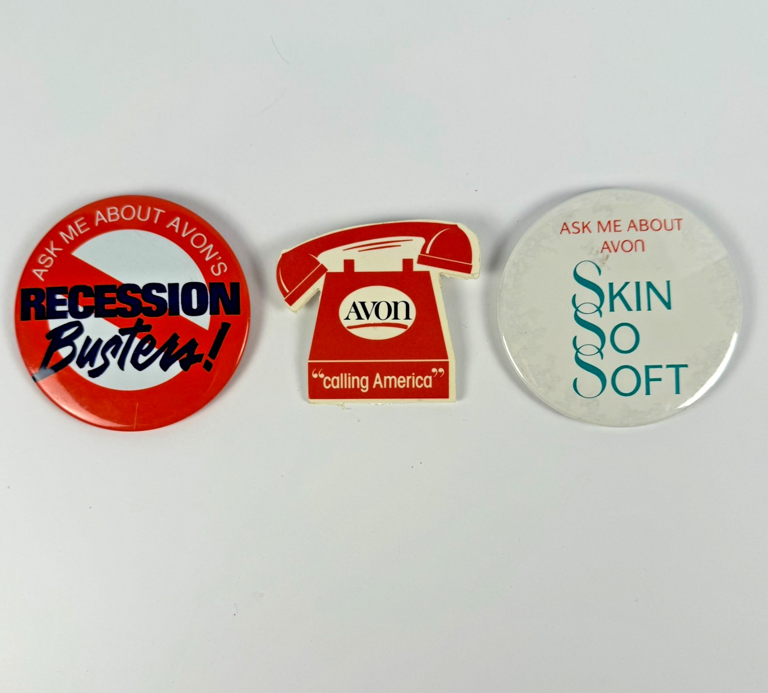VTG Avon Rep Pinback Buttons Lot Of 3 Collectible Buttons