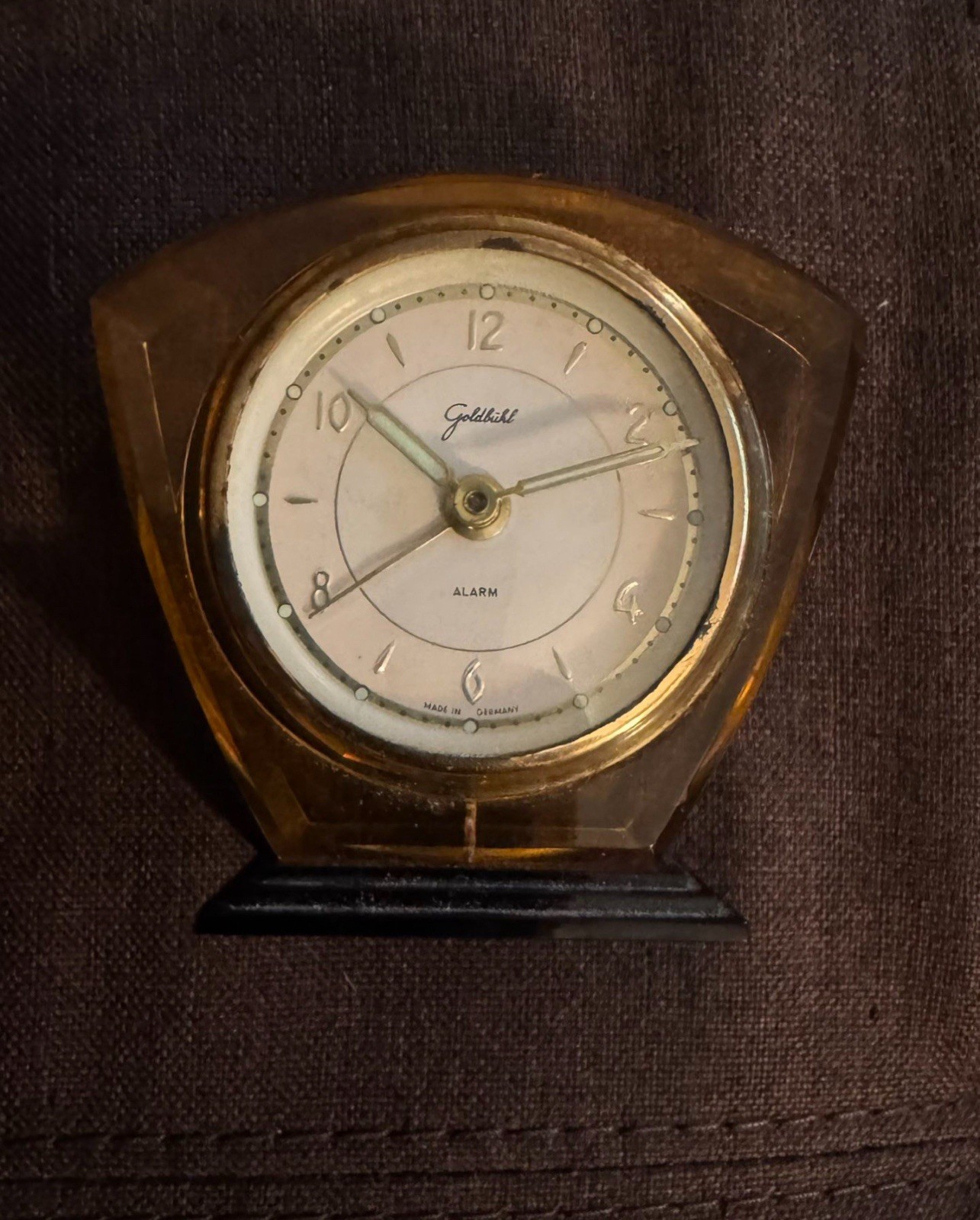 Vintage 1950s Goldbuhl - Amber Lucite / Acrylic Case Modern Wind-Up Clock