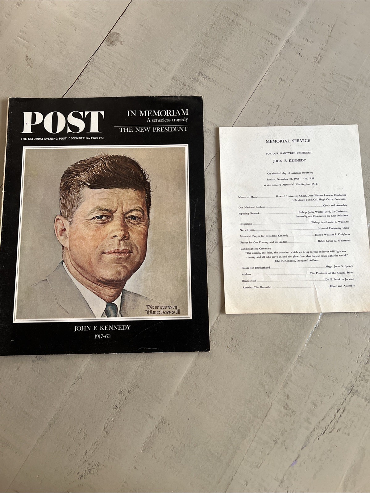 1963 JFK Memorial Bundle - Saturday Evening Post & Memorial Service Program
