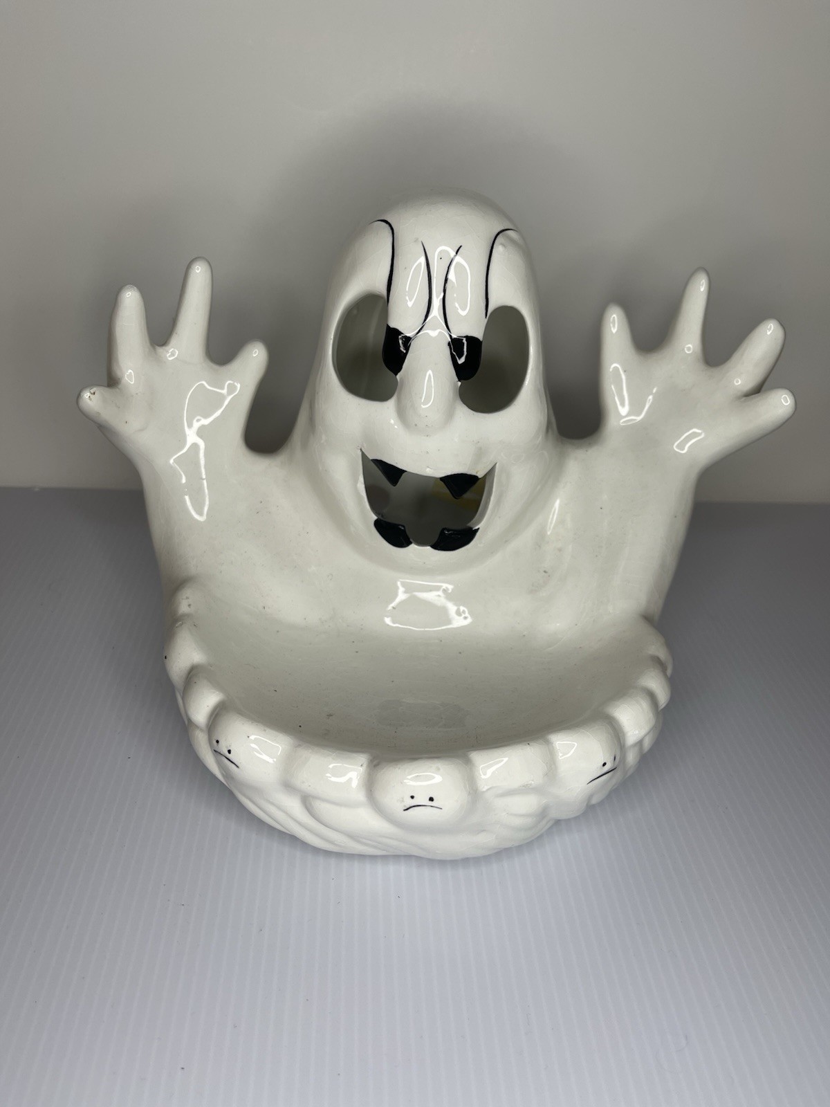 Vintage 1992 NCE Ceramic Ghost Candy Dish Halloween Decor READ