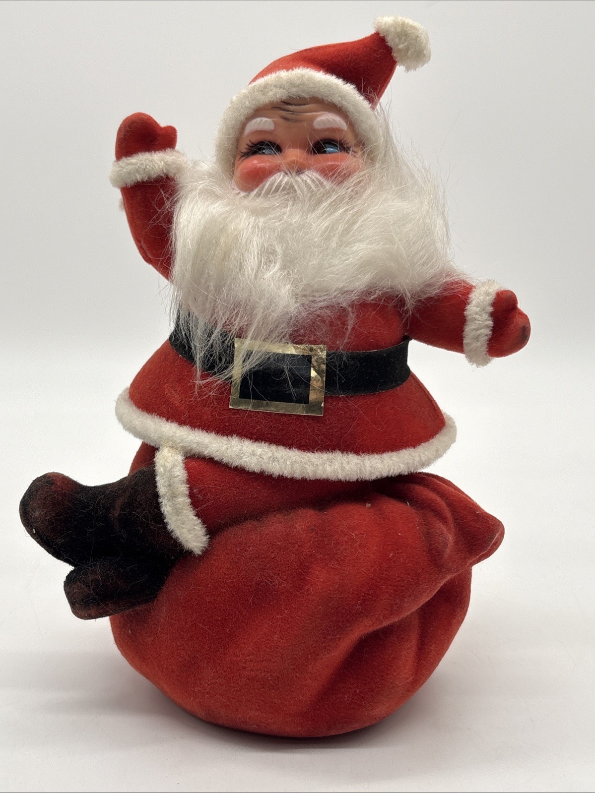 Vintage Flocked Christmas Bank Santa Claus HTF