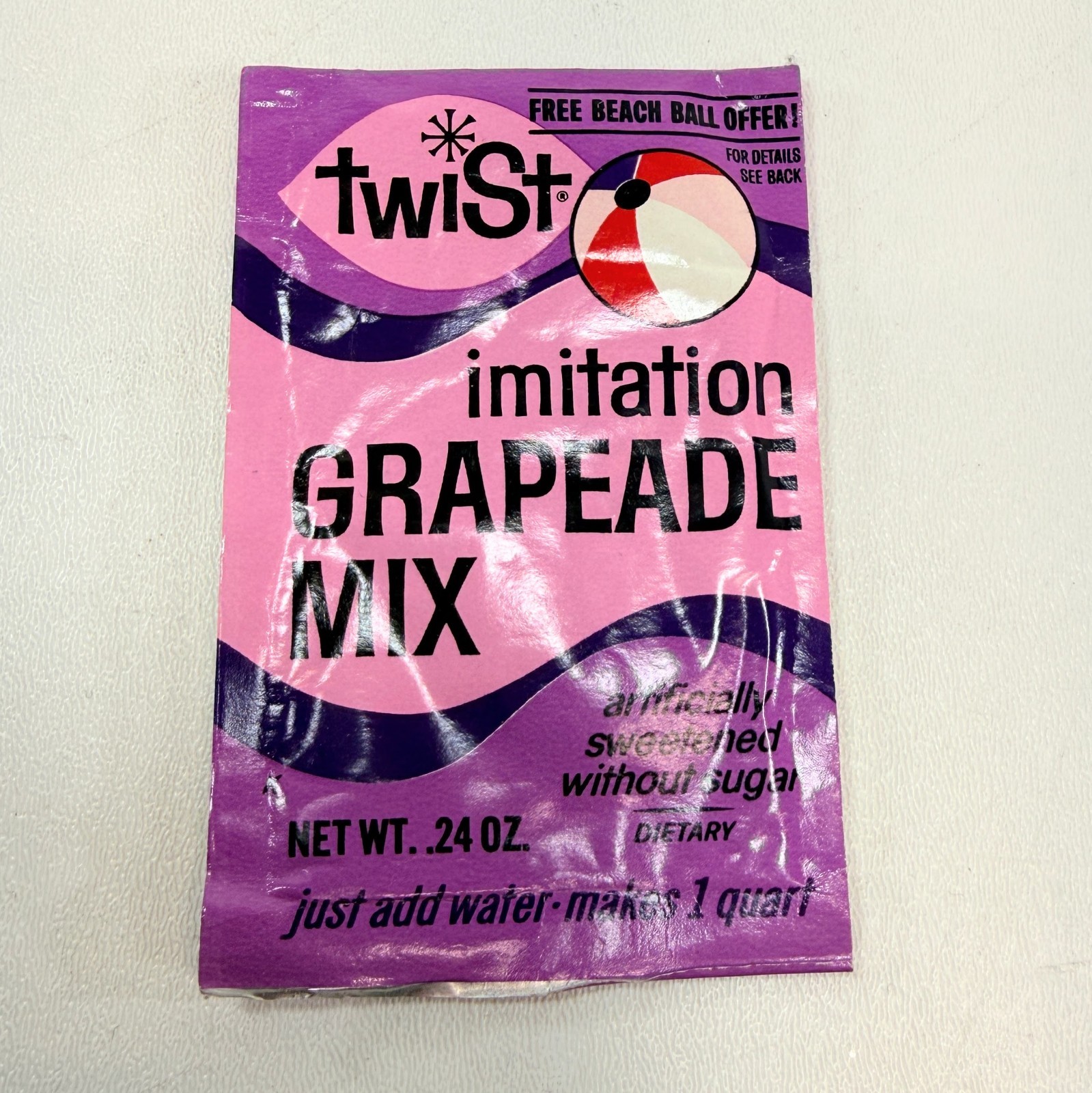 Vintage Twist Imitation Grapeade Mix Packet Free Beach Ball Offer General Foods