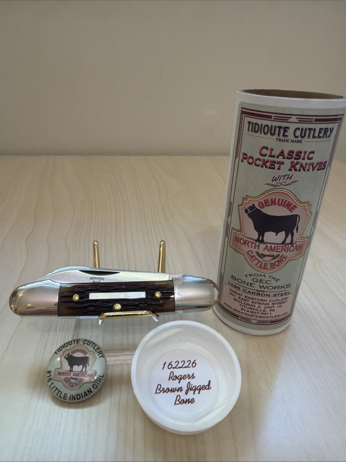 NEW GEC Great Eastern Cutlery #162226 Rogers Brown Jigged Bone