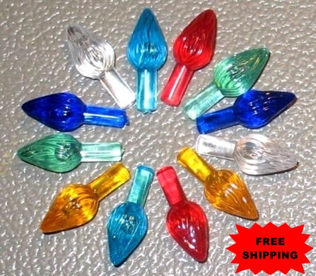 12 Med/Large Twist Flame Lights Bulbs Peg for Ceramic Christmas Tree 