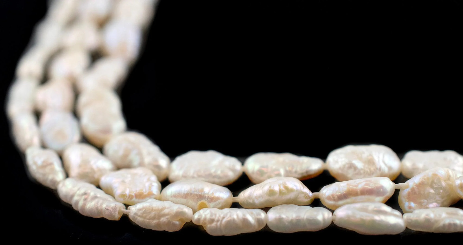 Vintage Japanese Rice Pearl Beads 5mm White Oval 16 Inch Strand