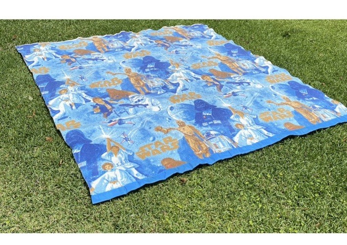 Vintage 1970's Star Wars Fleece Large Blanket approx 78 in x 87 in