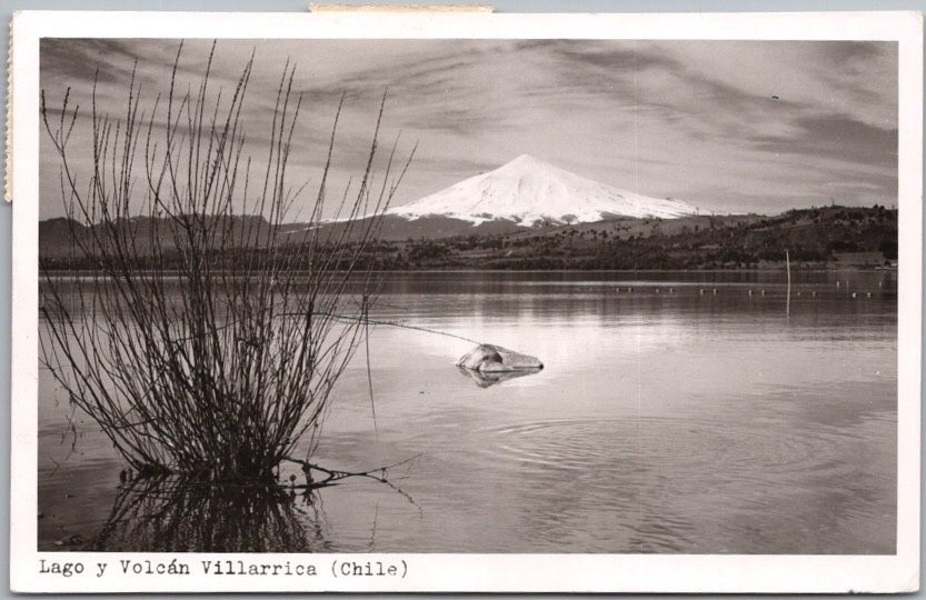 Vintage 1956 LAKE VILLARRICA, Chile Real Photo RPPC Postcard \