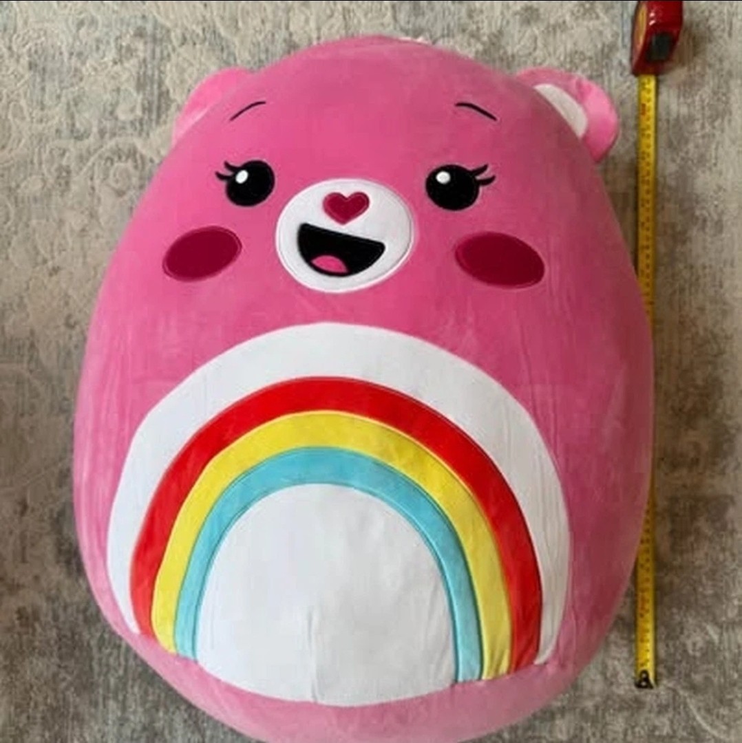 Extra Large 20” Squishmallows Care Bears Cheer Bear Pink Plush Stuffed Animal