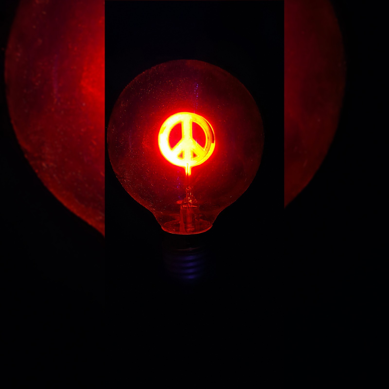 Peace Sign Light Bulb Vintage Aerolux Style Orange Neon Design Working With Box
