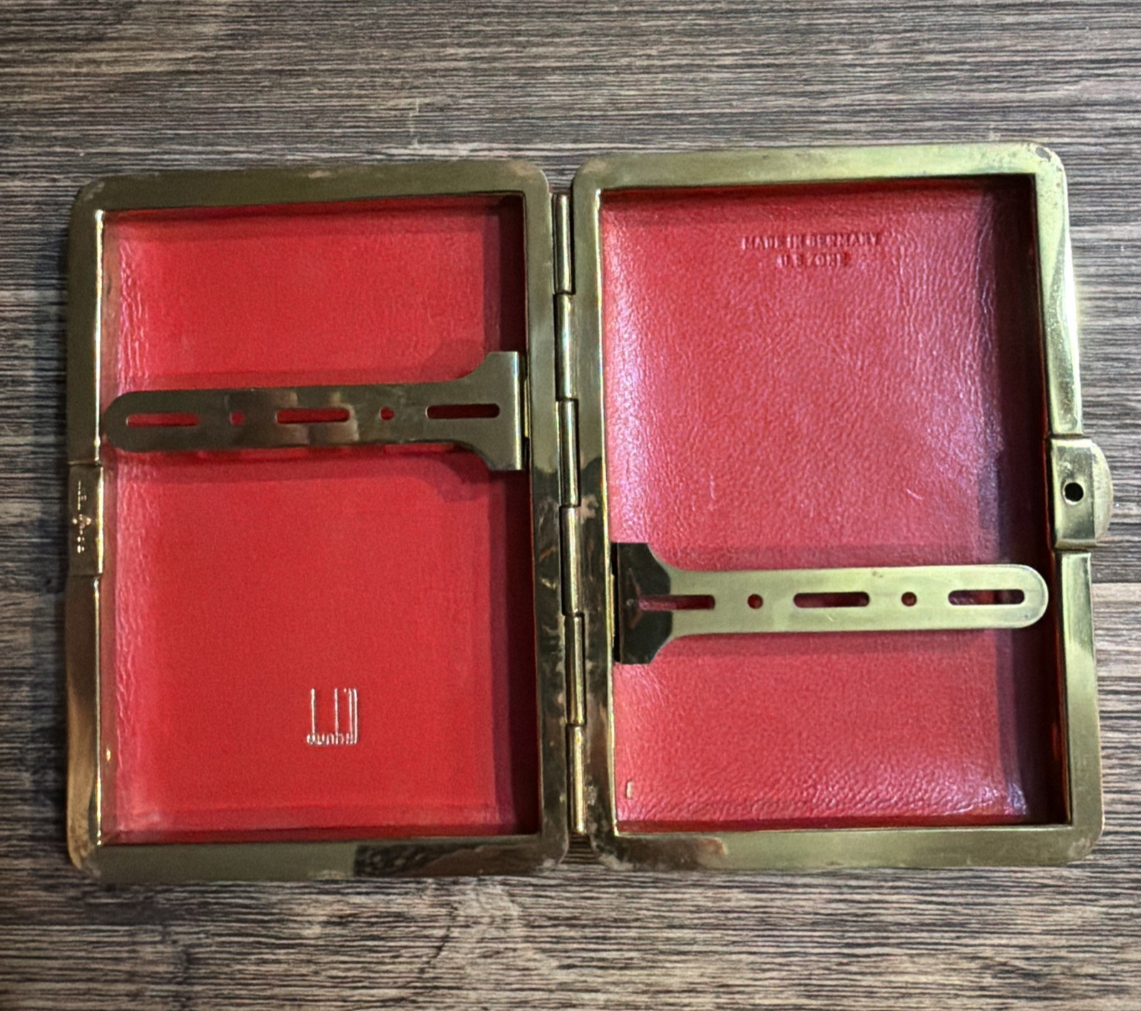 Vtg Dunhill Rustic Red Leather Cigarette Case Germany US Zone 1945-49 Use Wear