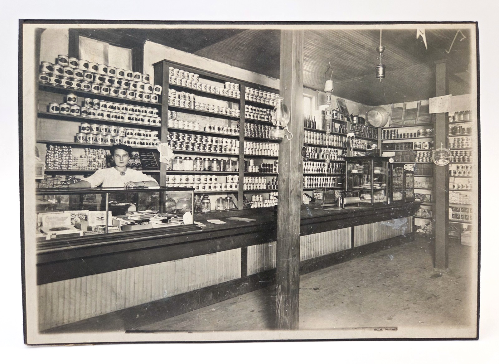 Antique 1910s General Store Interior Clerk | Great Details Tobacco, Washboards