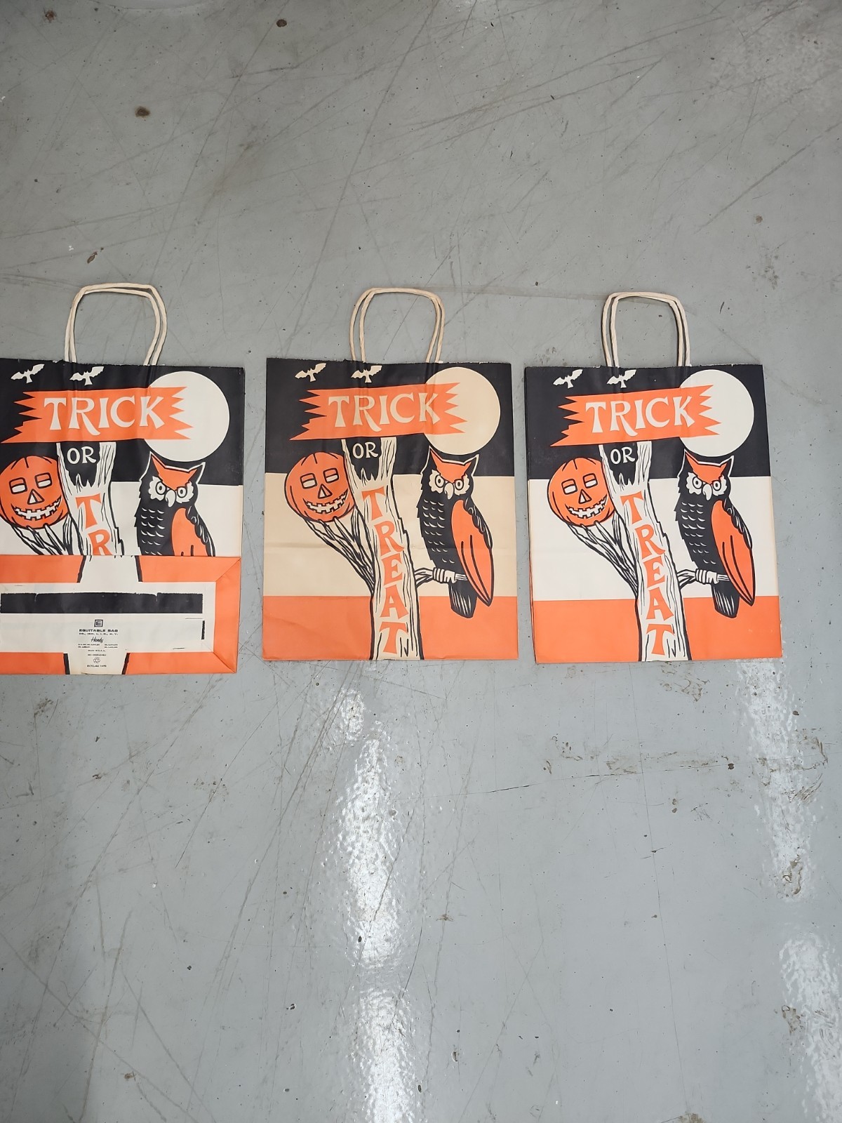 Vintage Mid-Century Style Halloween Double Sided Paper Trick-or-Treat Bag
