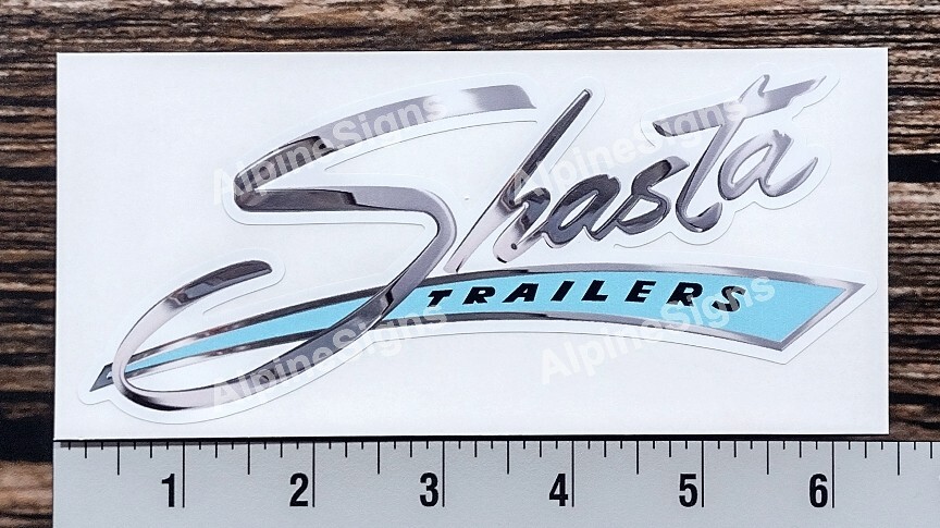 Vintage Shasta blue camper trailer RV sticker decal 