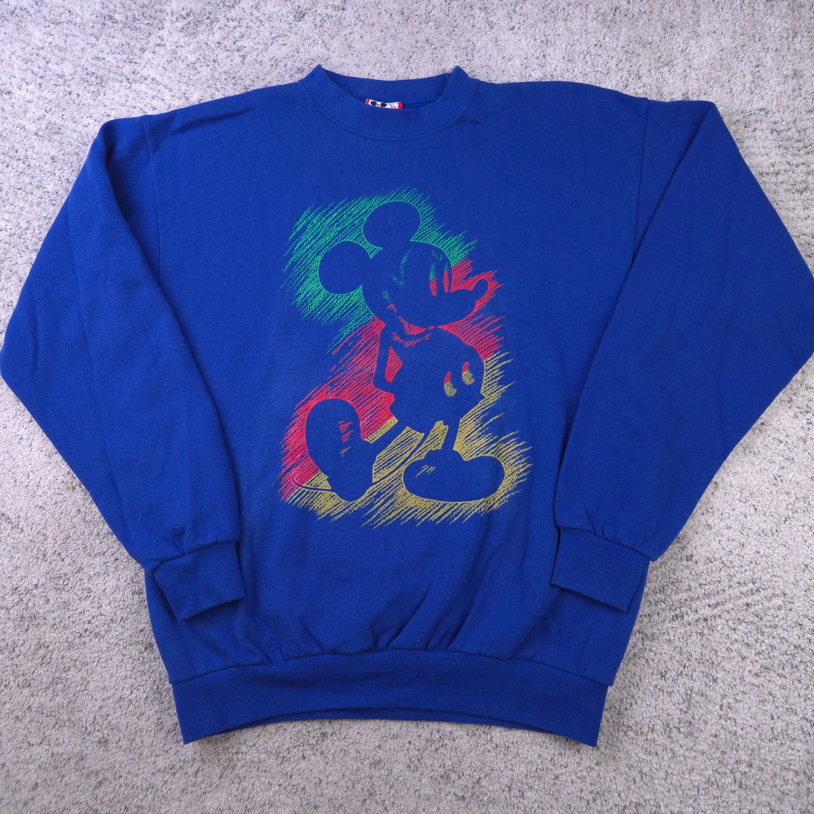 VTG Disney Designs Sweatshirt Adult L XL Mickey Mouse Made In USA Blue Sweater