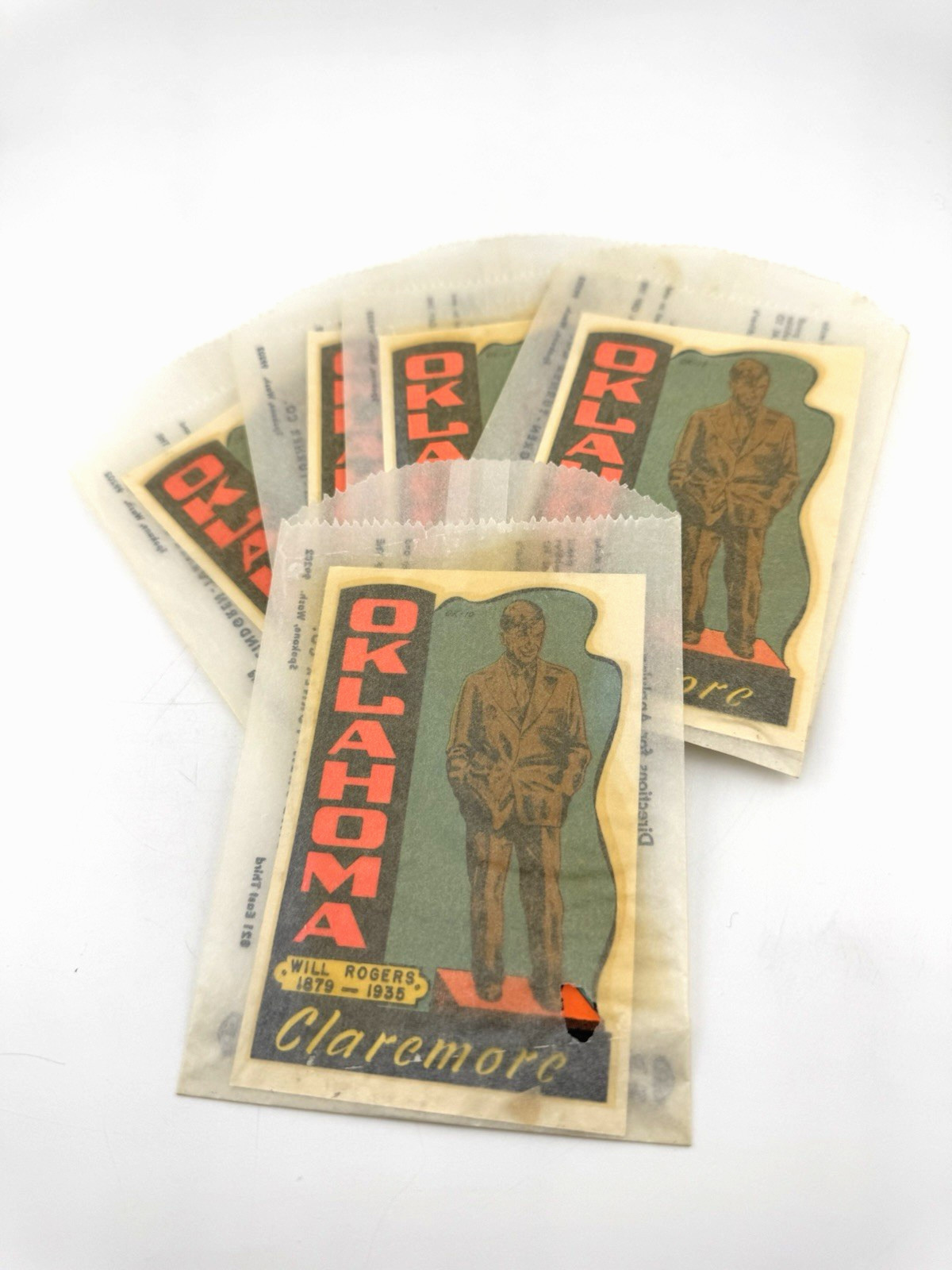 Vintage Oklahoma Claremore Will Rodgers Souvenir Decal Sticker 1950s 1960s
