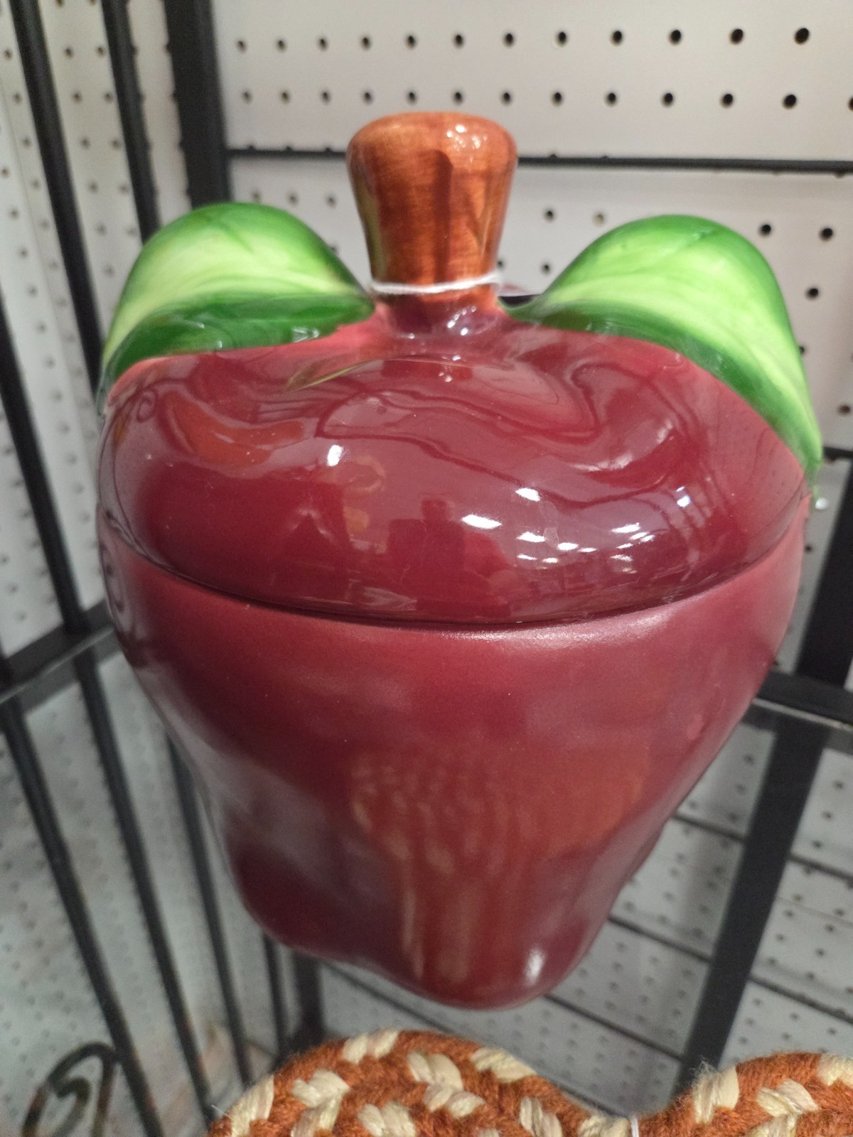 Large Vintage Mid Century Ceramic Apple Shaped Cookie/Flour Jar