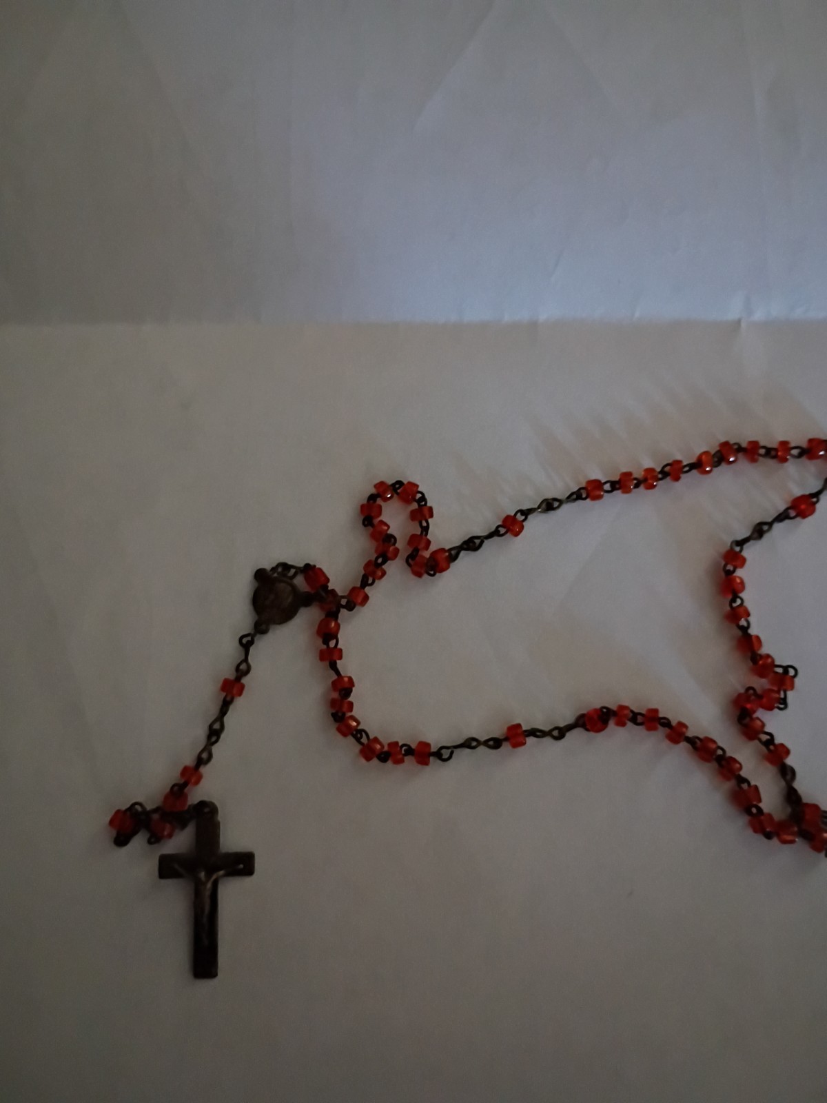 Vintage Roma Orange Glass Beaded Rosary Very Delicate 11.5 