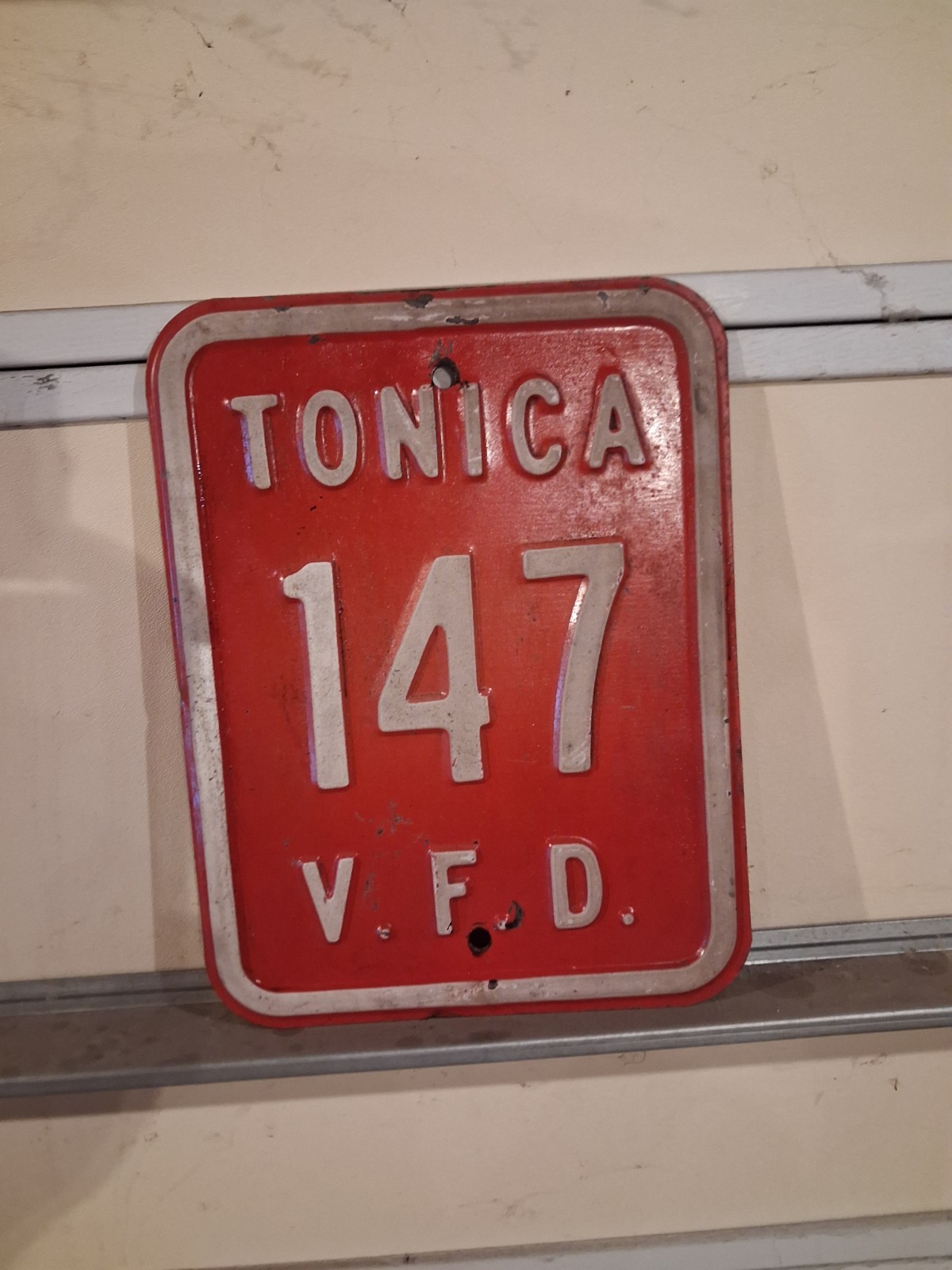Vintage Embossed Porcelain  ILLINOIS State Highway Tonica VFD Road Sign 251 66 