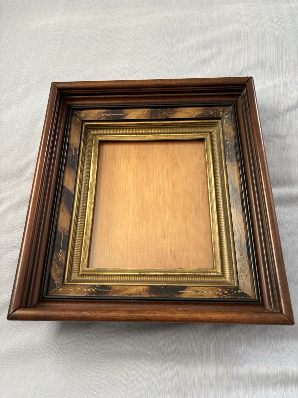 Antique Victorian Shadowbox Wood Picture Frame W  Glass Insert Hinges And Lock