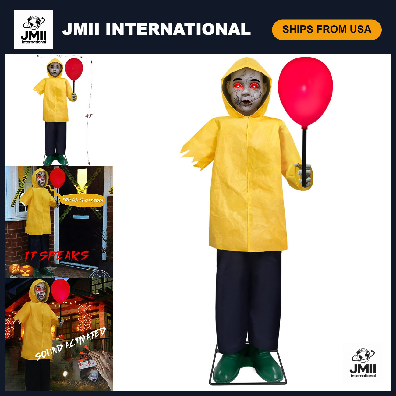 Life-Size 4 Ft Halloween Animatronic Prop - Outdoor Decorations for Spooky Fun