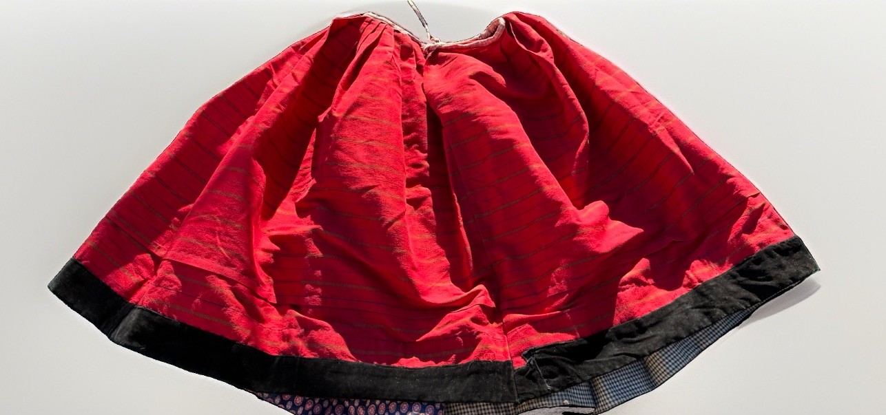 Vintage Polish Folk Art Skirt - Striped European Traditional Costume