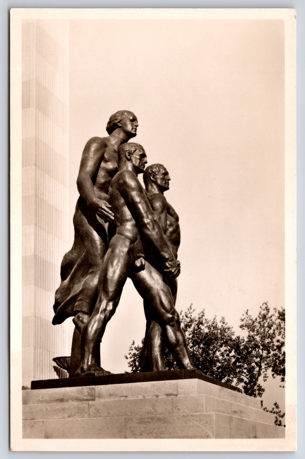 1937 RPPC Paris Expo German Pavilion Prof Thorak Sculpture Photo Postcard