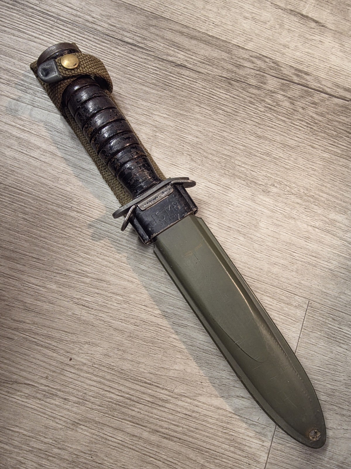WWII U.S. M3 Fighting Knife K.I. Kinfolks w/ Original US M8 Scabbard Rare...