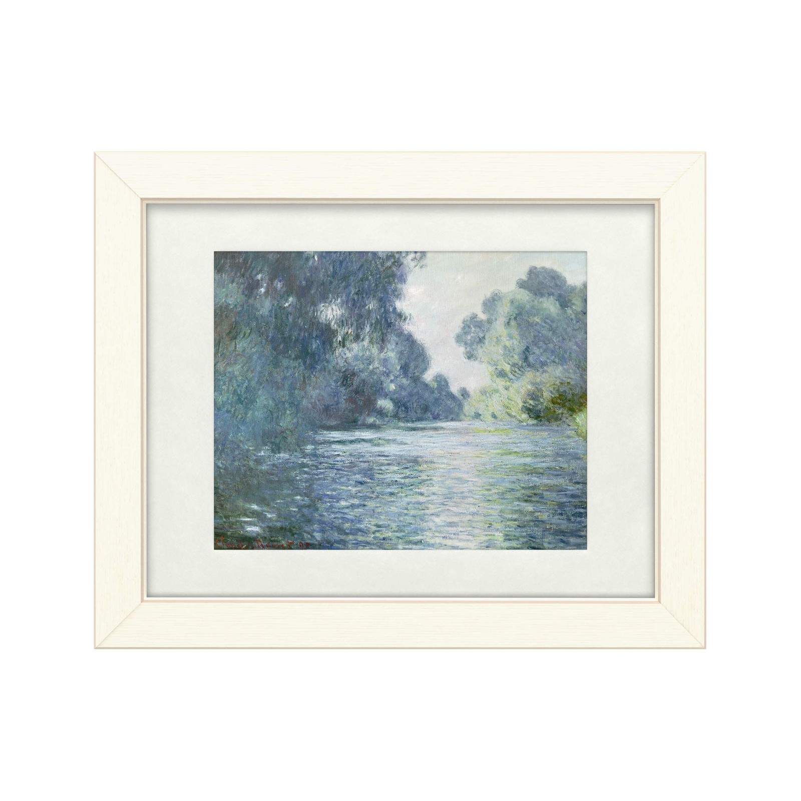 Trademark Fine Art Branch of The Seine Claude Monet Matte Distressed White