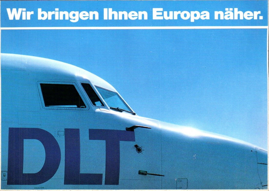 DLT Lufthansa Partner Airline Advertising Sticker Card - Postcard - c1988