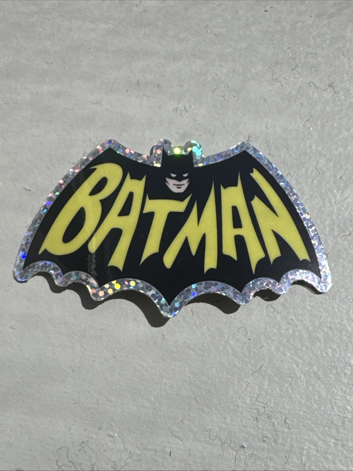 Retro Old School BATMAN Sparkle Sticker 3”