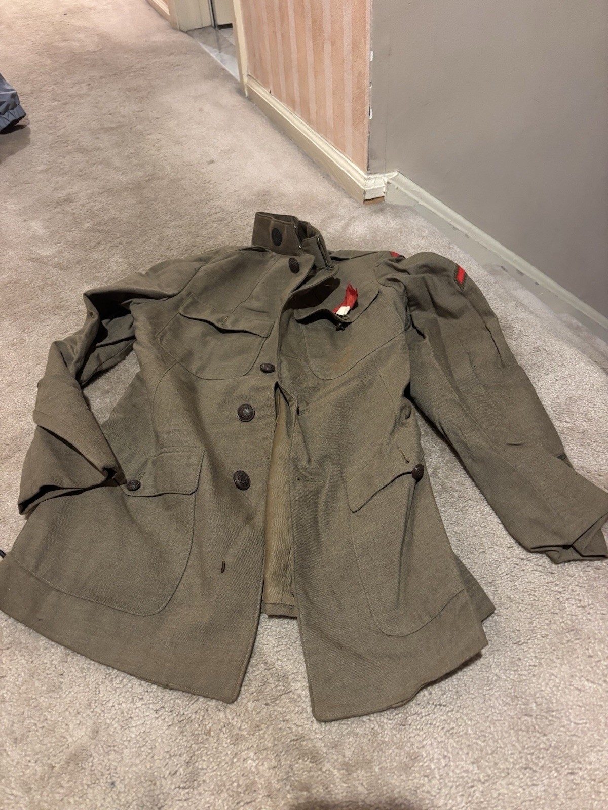 Vintage WWI US Army Wool Service Tunic Khaki Jacket 78TH LIGHTNING DIVISION