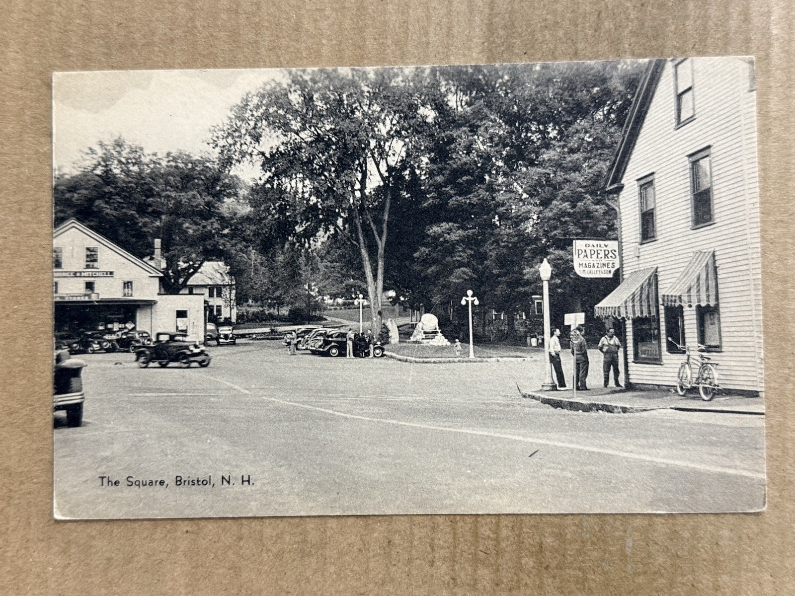 Postcard Bristol NH New Hampshire The Square Street View Old Cars Vintage PC