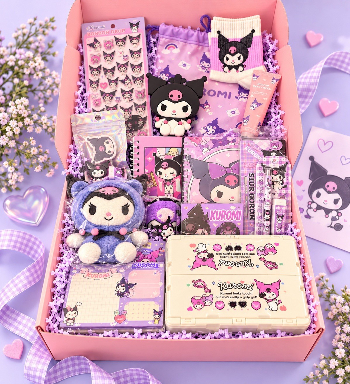 Sanrio Kuromi 10 Pc Premium Gift Set - Includes Licensed Plush Keychain